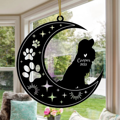 Netecom Cavalier King Charles Spaniel Dog Memorial Suncatcher, Personalized Ornament with Name Date, Sympathy Gift for Pet Loss Sun Catchers, Dog Grief Gift, Bereavement Gifts for Loss of Pet