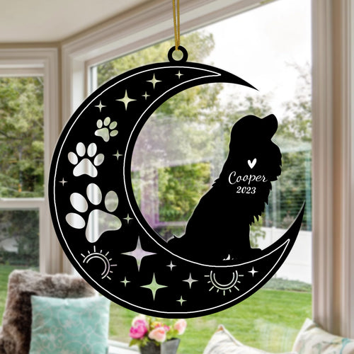Netecom Cavalier King Charles Spaniel Dog Memorial Suncatcher, Personalized Ornament with Name Date, Sympathy Gift for Pet Loss Sun Catchers, Dog Grief Gift, Bereavement Gifts for Loss of Pet