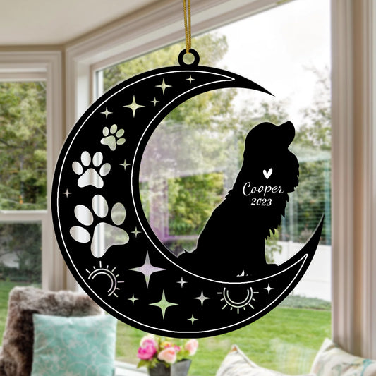 Netecom Cavalier King Charles Spaniel Dog Memorial Suncatcher, Personalized Ornament with Name Date, Sympathy Gift for Pet Loss Sun Catchers, Dog Grief Gift, Bereavement Gifts for Loss of Pet