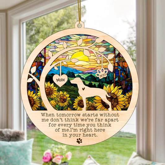 Netecom Personalized Vizsla Dog Memorial Suncatcher, Christmas Ornament with Name Date, Pet Loss Sun Catcher, Dog Memorial Ornament, Bereavement Sympathy Gift for Dog Lovers