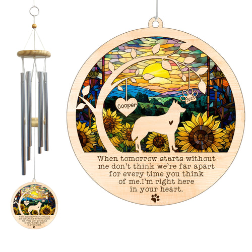 Netecom Husky Dog Wind Chimes Memorial, Personalized Pet Memorial for Dogs Suncatcher, Dog Loss Memorial Ornament, Sympathy Windchime Outside Garden Decor, Loss of Pet Remembrance Gift