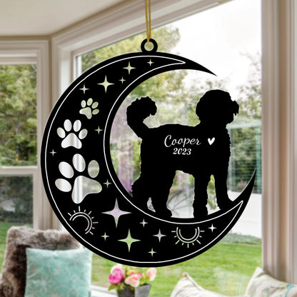 Netecom Labradoodle Dog Memorial Suncatcher, Personalized Labradoodle Ornament with Name Date, Dog Loss Sympathy Gift for Pet Loss Sun Catchers, Dog Grief Gift, Bereavement Gifts for Loss of Pet