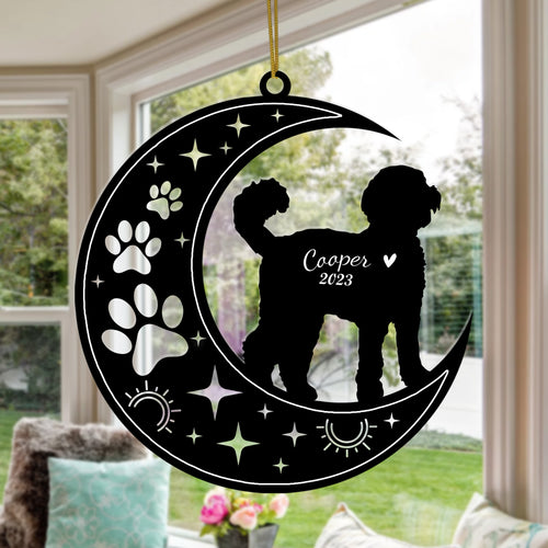 Netecom Labradoodle Dog Memorial Suncatcher, Personalized Labradoodle Ornament with Name Date, Dog Loss Sympathy Gift for Pet Loss Sun Catchers, Dog Grief Gift, Bereavement Gifts for Loss of Pet
