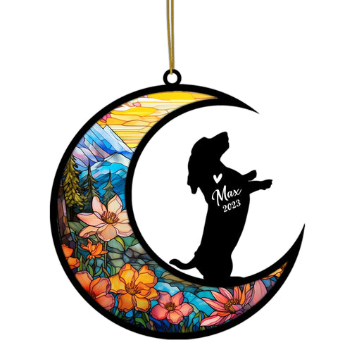Netecom Personalized Basset Hound Memorial Suncatcher - Dog Loss Sympathy Gift with Name & Date - Basset Hound Christmas Ornament & Pet Bereavement Keepsake