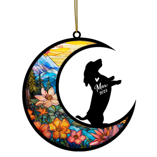 Netecom Personalized Basset Hound Memorial Suncatcher - Dog Loss Sympathy Gift with Name & Date - Basset Hound Christmas Ornament & Pet Bereavement Keepsake