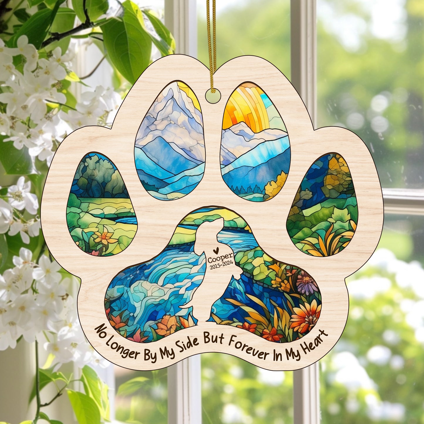 Netecom Personalized Dachshund Memorial Suncatcher, Dog Paw Memorial Ornament with Name Date, Dog Loss SunCatcher, Loss of Pet Sympathy Gift, Bereavement Gift for Dog Lovers