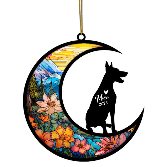 Netecom Personalized Doberman Memorial Suncatcher - Dog Loss Sympathy Gift with Name & Date - Doberman Christmas Ornament & Pet Bereavement Keepsake