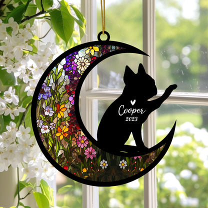 Netecom Boston Terrier Dog Memorial Suncatcher, Personalized with Name Date Suncatcher, Pet Loss Sun Catcher, Bereavement Gift, Dog Remembrance Gift,  Loss of Pet Sympathy Gift Dog Lovers