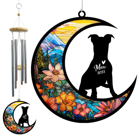 Netecom Jack Russell Dog Wind Chimes Memorial, Personalized Pet Memorial Windchime for Dogs Suncatcher, Dog Loss Memorial Ornament, Loss of Pet Remembrance Gift, Sympathy Pet Wind Chimes Outdoor Garden