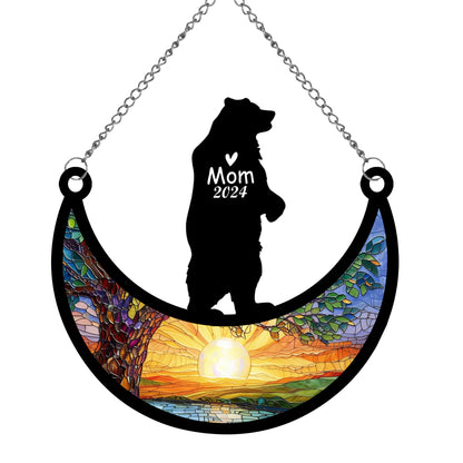 Netecom Personalized Bear Memorial Suncatcher, Custom Bear Ornament with Name Date, Pet Loss Remembrance Gifts, Sympathy Gift for Loss of Pet, Bereavement Gifts for Loss of Pet, Grief Gift