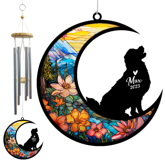 Netecom Golden Retriever Dog Wind Chimes Memorial, Pet Memorial Windchime for Dogs Suncatcher, Dog Loss Memorial Ornament, Loss of Pet Remembrance Gift, Sympathy Pet Wind Chimes Outdoor Garden