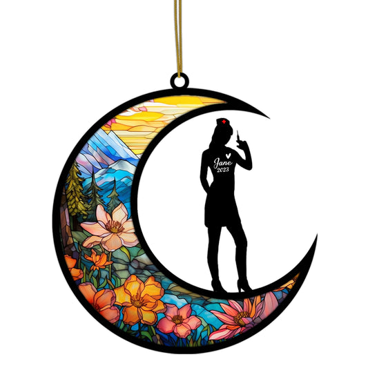 Netecom Personalized Nurse Memorial Suncatcher - Memorial & Sympathy Gift for Loss of Mom, Grandma - Nurse Appreciation Gifts, Nursing Graduation & Retirement Keepsake Ornament