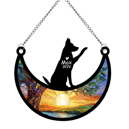 Netecom Personalized German Shepherd Memorial Suncatcher, Custom Dog Ornament with Name Date, Dog Loss Sympathy Gift, Pet Loss Remembrance Gifts, Bereavement Gifts for Loss of Pet, Dog Grief Gift