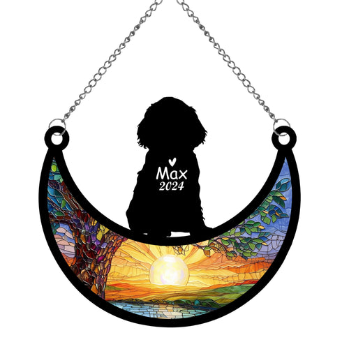 Netecom Personalized Cocker Spaniel Memorial Suncatcher, Custom Dog Ornament with Name Date, Dog Loss Sympathy Gift, Pet Loss Remembrance Gifts, Bereavement Gifts for Loss of Pet, Dog Grief Gift