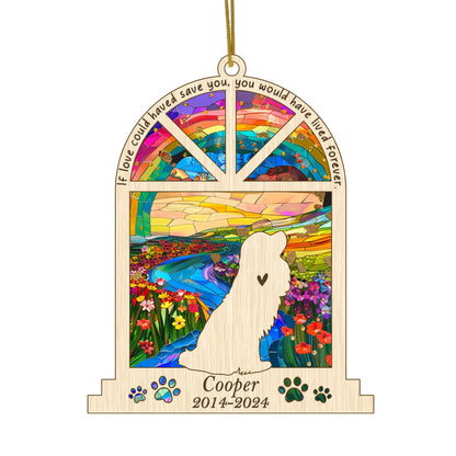 Netecom Personalized Cavalier King Charles Spaniel Memorial Window Ornament, Custom Dog Ornament with Name Date, Pet Loss Remembrance Gift, Sympathy Keepsake