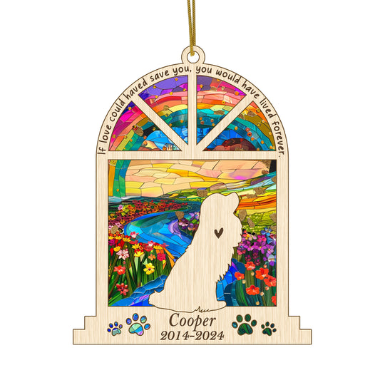 Netecom Personalized Cavalier King Charles Spaniel Memorial Window Ornament, Custom Dog Ornament with Name Date, Pet Loss Remembrance Gift, Sympathy Keepsake