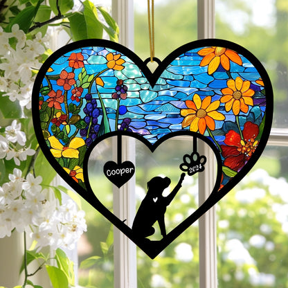 Netecom Boxer Dog Memorial Suncatcher, Personalized Boxer Memorial with Name Date, Dog Passing Away Gift, Loss of Dog Sympathy Gift, Dog Remembrance Gift