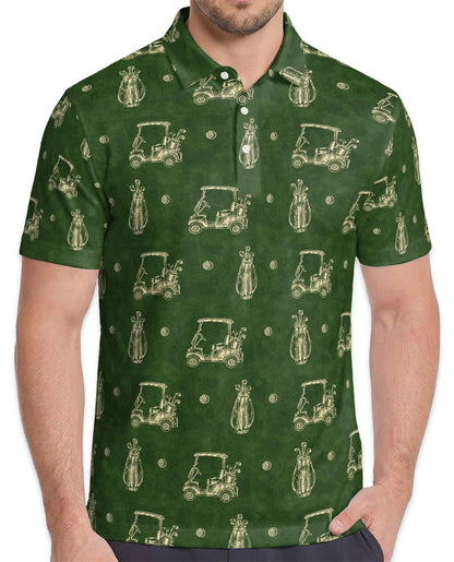 Vintage Golf Pattern Polo Shirt for Men – Classic Sports Style | Netecom