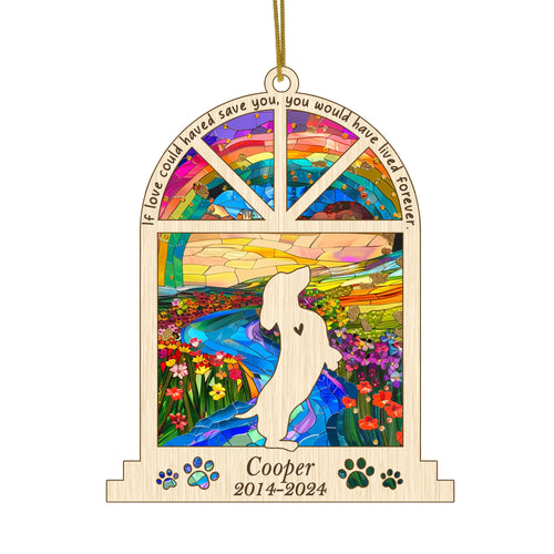 Netecom Personalized Dachshund Memorial Window Ornament, Custom Dog Ornament with Name Date, Pet Loss Remembrance Gift, Bereavement Keepsake