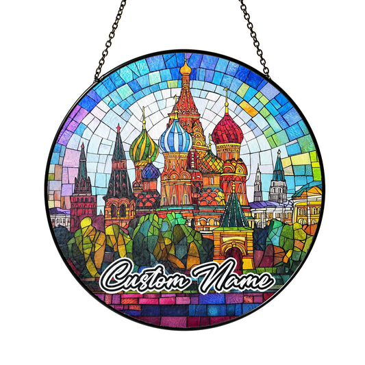 Netecom Personalized America Stained Glass Sun Catcher – Statue of Liberty Design, Custom Patriotic Decor for Home, Office, and Special Gifts