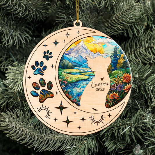 Netecom Chihuahua Memorial Suncatcher, Personalized with Name Date Dog Suncatcher, Pet Loss Sun Catchers Indoor Window, Bereavement Gift Dog Memorial Ornament Loss of Pet Sympathy Gift