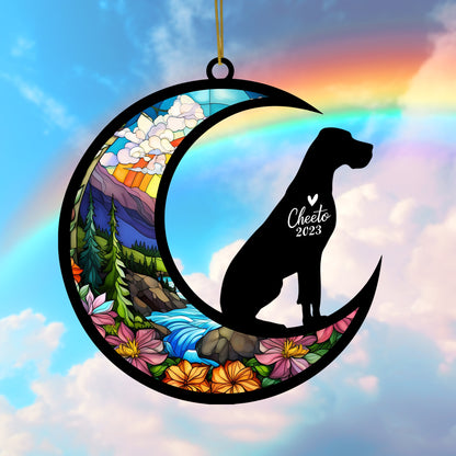 Netecom Personalized Great Dane Dog Memorial Suncatcher, Christmas Ornament with Name Date, Pet Loss Stained Glass Sun Catcher, Dog Memorial Ornament, Bereavement Sympathy Gift for Dog Lovers