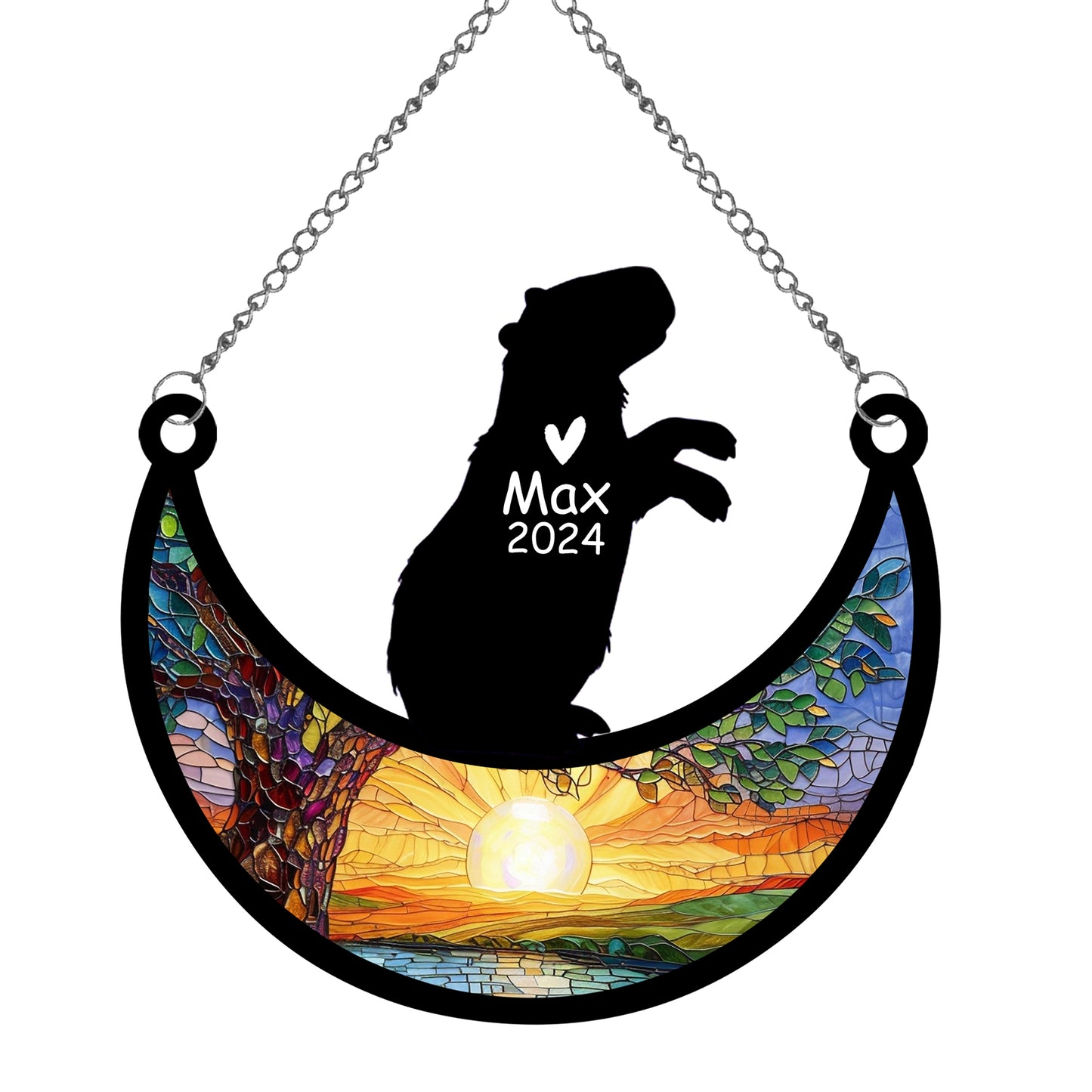 Netecom Personalized Capybara Memorial Suncatcher, Custom Capybara Ornament with Name Date, Pet Loss Remembrance Gifts, Sympathy Gift for Loss of Pet, Bereavement Gifts for Loss of Pet, Grief Gift