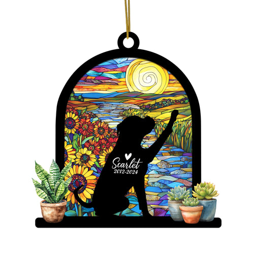 Netecom Personalized Boxer Memorial Suncatcher, Custom Boxer Ornament with Name Date, Dog Loss Sympathy Gift, Pet Loss Remembrance Gifts, Bereavement Gifts for Loss of Pet, Dog Passing Away Gifts
