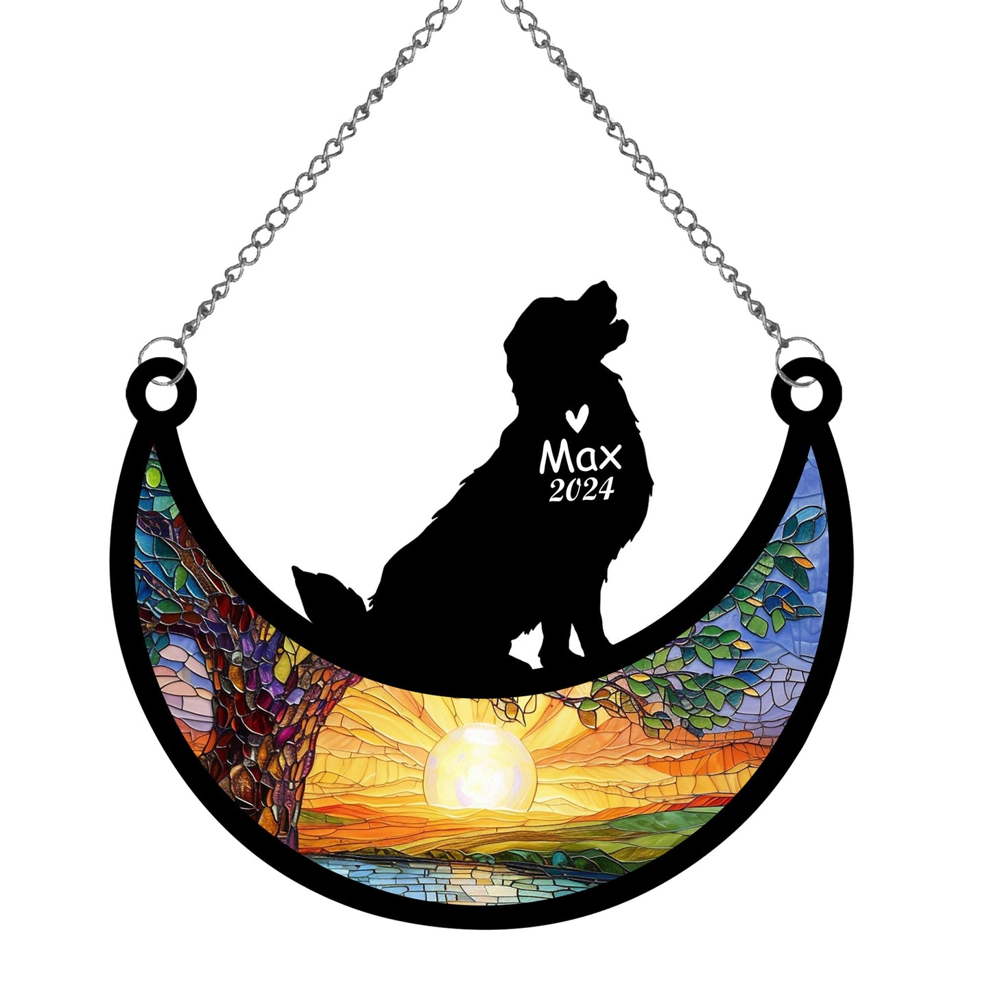 Netecom Personalized Golden Retriever Memorial Suncatcher, Custom Dog Ornament with Name Date, Dog Loss Sympathy Gift, Pet Loss Remembrance Gifts, Bereavement Gifts for Loss of Pet, Dog Grief Gift