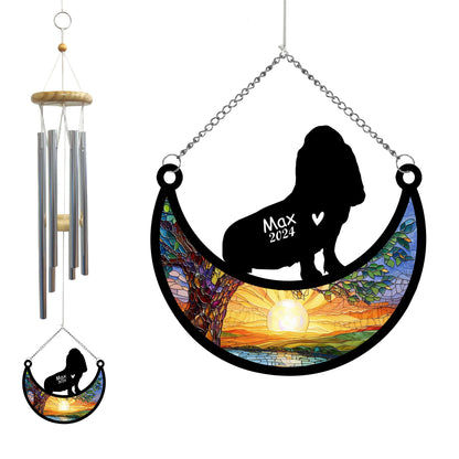 Netecom Personalized Basset Hound Dog Memorial Wind Chimes with Suncatcher, Pet Loss Remembrance Ornament, Sympathy Gift for Dog Lovers, Outdoor Garden Decor