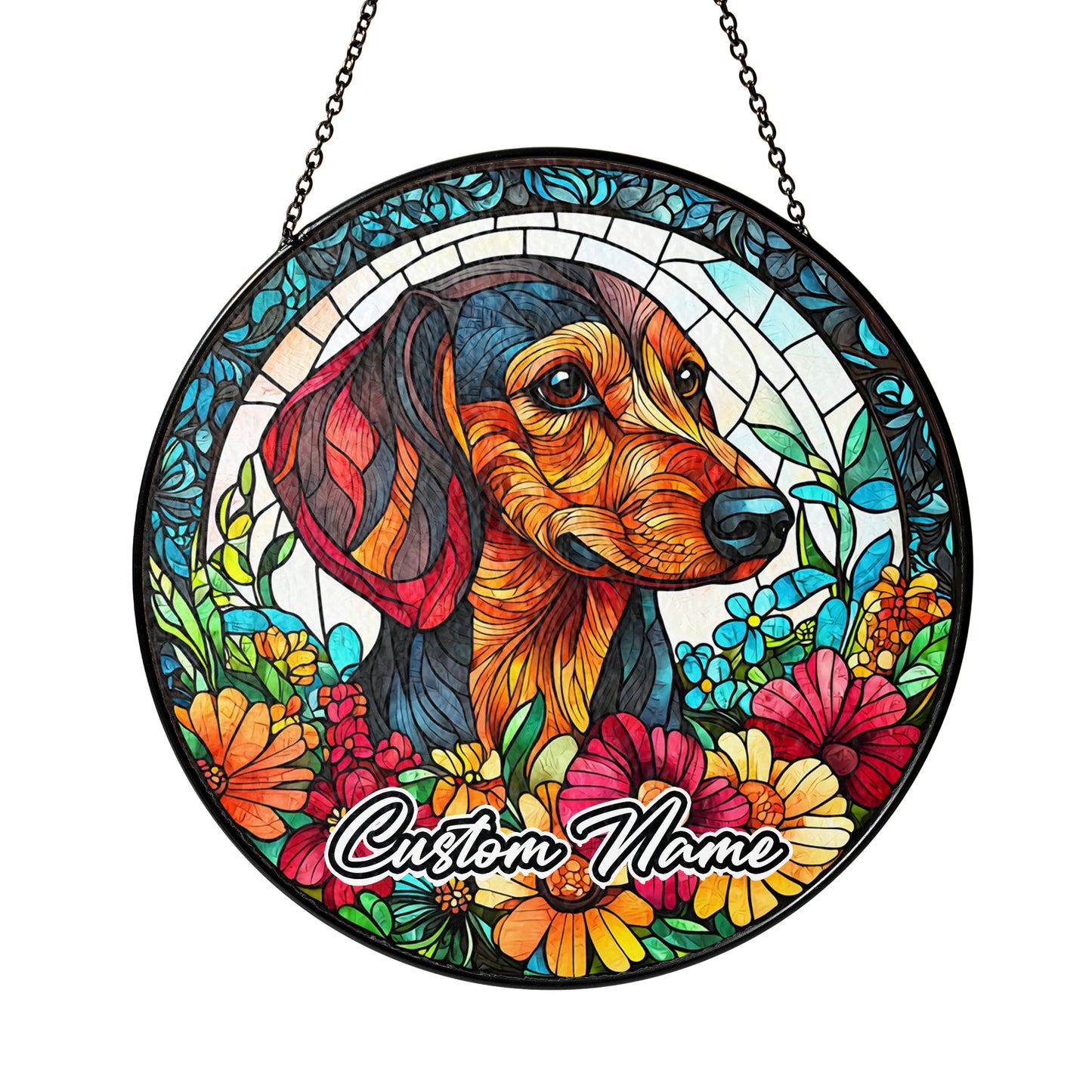 Netecom Personalized Dachshund Dog Ornament, Custom Memorial Suncatcher, Pet Loss Remembrance Gift, Christmas Decoration