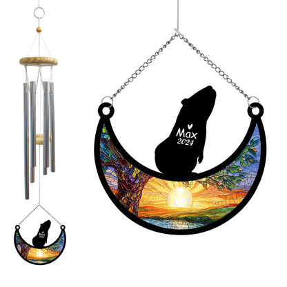 Netecom Guinea Pig Memorial Wind Chimes with Suncatcher, Personalized Pet Loss Ornament, Remembrance Gift for Guinea Pig Lovers