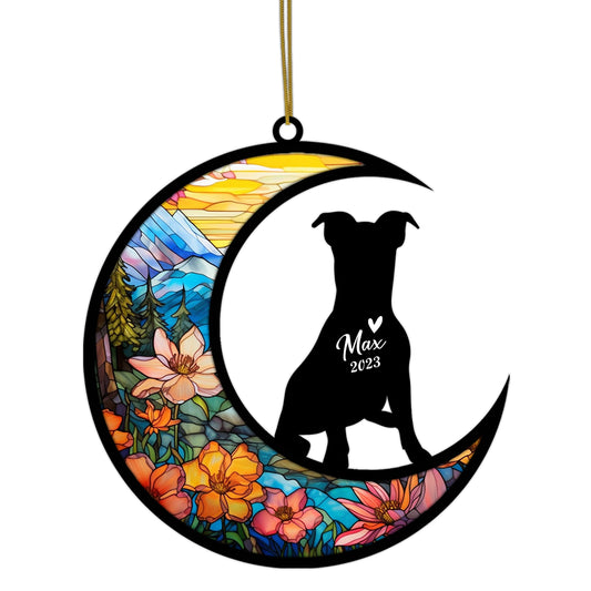 Netecom Personalized Jack Russell Memorial Suncatcher - Beagle Christmas Ornament with Name & Date - Dog Memorial Ornament - Pet Loss Sympathy Gift - Stained Glass Light Catcher