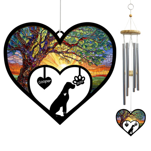 Netecom Personalized Great Dane Dog Memorial Wind Chimes, Dog Name Suncatcher, Pet Loss Gift for Dog Lovers, Sympathy Wind Chimes Outdoor Garden Decor