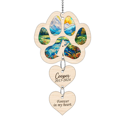 Netecom Personalized German Shepherd Paw Heart Memorial Suncatcher, Dog Paw Ornament with Name Date, Pet Loss Sympathy Gift, Pet Remembrance Keepsake
