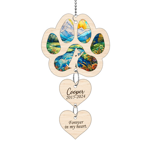 Netecom Personalized German Shepherd Paw Heart Memorial Suncatcher, Dog Paw Ornament with Name Date, Pet Loss Sympathy Gift, Pet Remembrance Keepsake