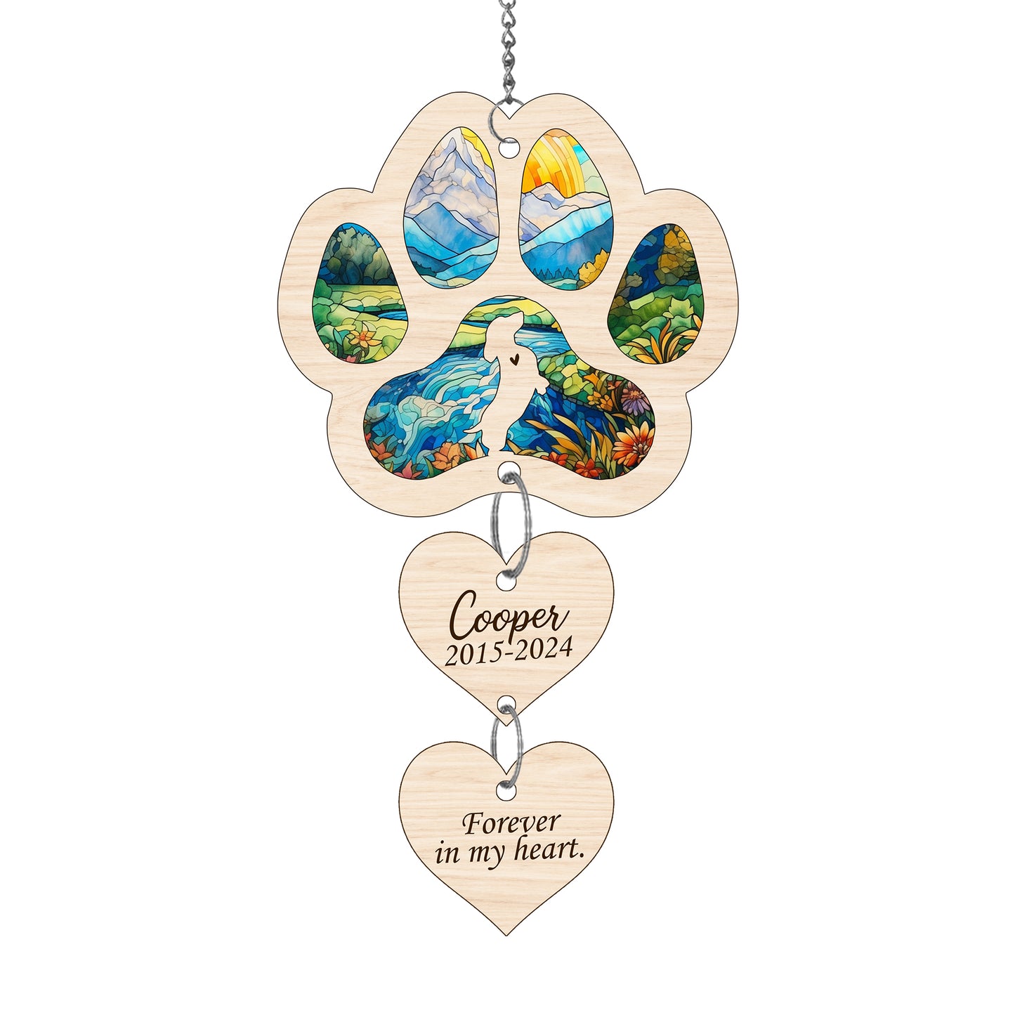 Netecom Personalized Dachshund Paw Heart Memorial Suncatcher, Dog Paw Ornament with Name Date, Pet Loss Sympathy Gift, Dog Remembrance Keepsake