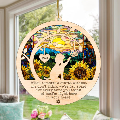 Netecom Personalized Beagle Dog Memorial Suncatcher, Beagle Christmas Ornament with Name Date, Pet Loss Sun Catcher Dog Memorial Ornament Loss of Pet Sympathy Gift Dog Bereavement Gift