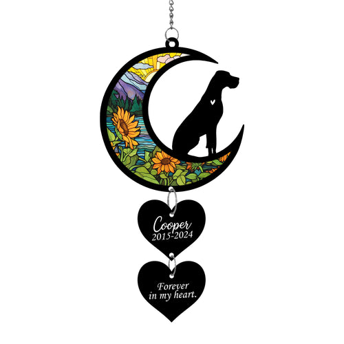 Netecom Personalized Great Dane Moon Heart Memorial Ornament – Dog Loss Gift, Pet Remembrance Keepsake