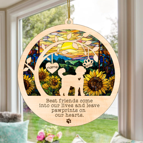 Netecom Personalized Labradoodle Dog Memorial Suncatcher, Christmas Ornament with Name Date, Pet Loss Sun Catcher, Dog Memorial Ornament, Bereavement Sympathy Gift for Dog Lovers