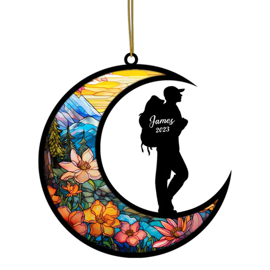 Netecom Personalized Camping Suncatcher - Camper Ornament for Christmas Tree 2025 - Camping Christmas Pendant & Hanging Decoration for Car, Window, Home & Party - Camping Lover Gift