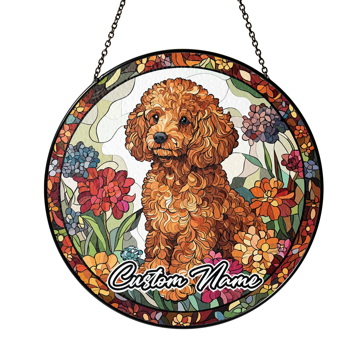 Netecom Personalized Poodle Dog Ornament, Custom Pet Memorial Suncatcher, Pet Loss Remembrance Gift, Christmas Decoration