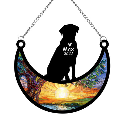 Netecom Personalized Labrador Retriever Memorial Suncatcher, Custom Dog Ornament with Name Date, Dog Loss Sympathy Gift, Pet Loss Remembrance Gifts, Bereavement Gifts for Loss of Pet, Dog Grief Gift