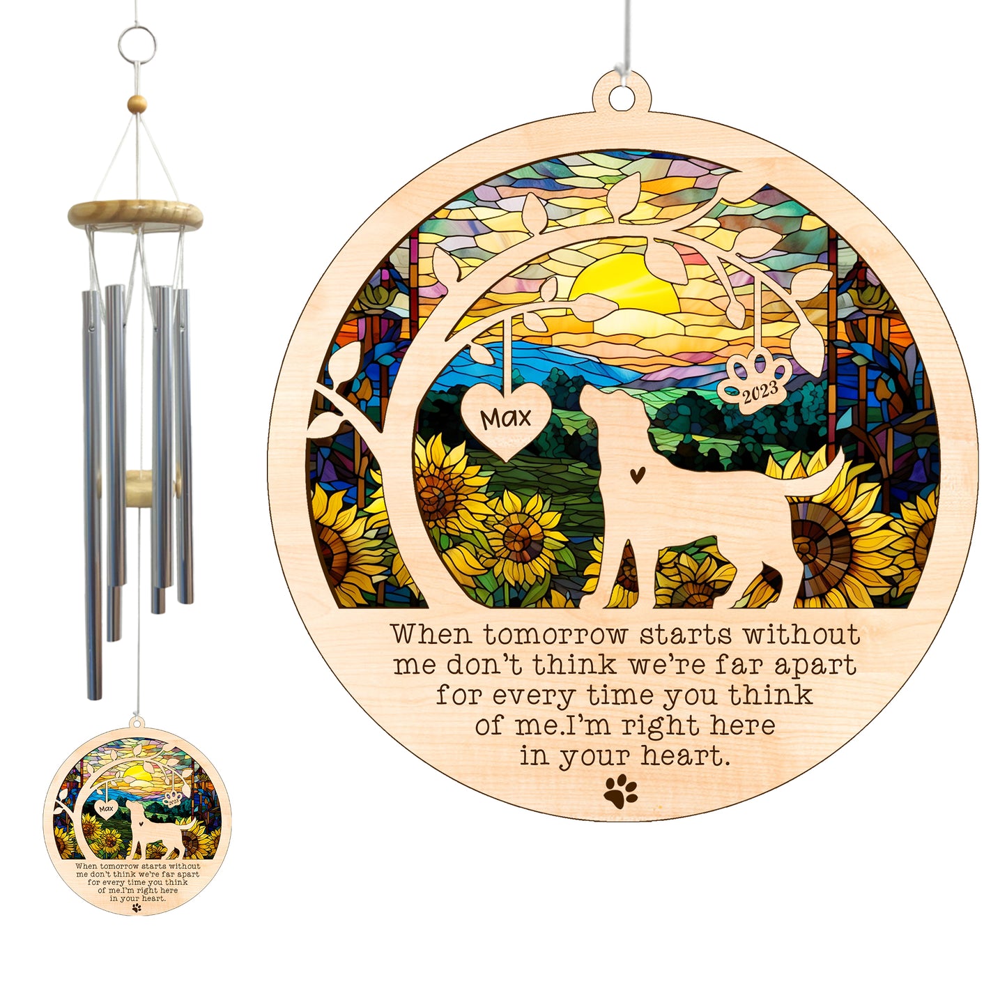 Netecom Chesapeake Bay Retriever Dog Wind Chimes Memorial, Personalized Pet Memorial for Dogs Suncatcher, Dog Loss Memorial Ornament, Sympathy Windchime Outside Garden Decor, Loss of Pet Remembrance Gift