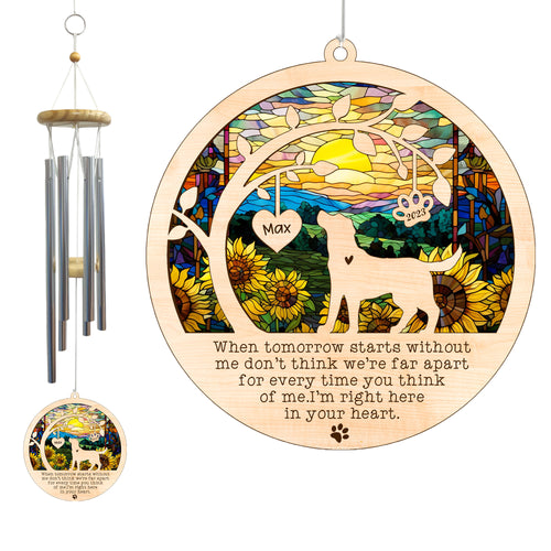 Netecom Chesapeake Bay Retriever Dog Wind Chimes Memorial, Personalized Pet Memorial for Dogs Suncatcher, Dog Loss Memorial Ornament, Sympathy Windchime Outside Garden Decor, Loss of Pet Remembrance Gift