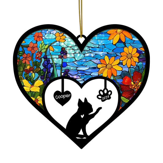 Netecom Personalized Boston Terrier Dog Memorial Suncatcher, Custom Boston Terrier Ornament with Name Date, Bereavement Keepsake for Dog Lover, Dog Loss Sympathy Gift