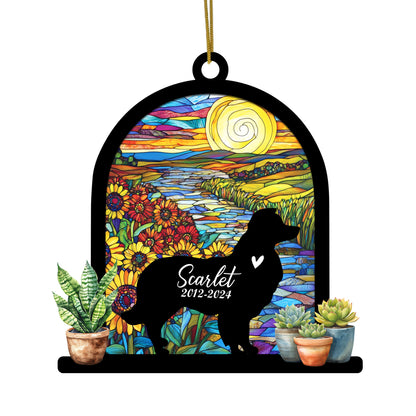Netecom Personalized Border Collie Dog Memorial Suncatcher, Custom Border Collie Ornament with Name Date, Dog Loss Sympathy Gift, Pet Loss Remembrance Gifts, Bereavement Gifts for Loss of Pet