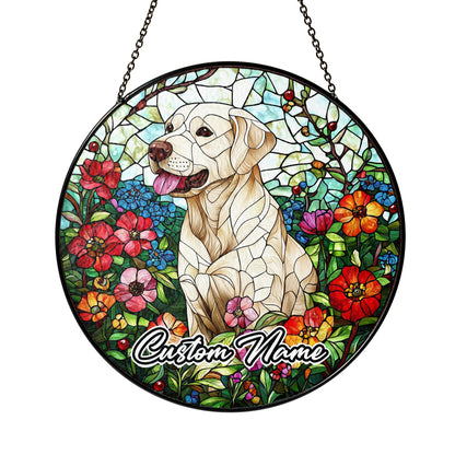 Netecom Custom Labrador Retriever Stained Glass Ornament, Personalized Pet Memorial Suncatcher, Pet Loss Sympathy Gift, Christmas Decoration