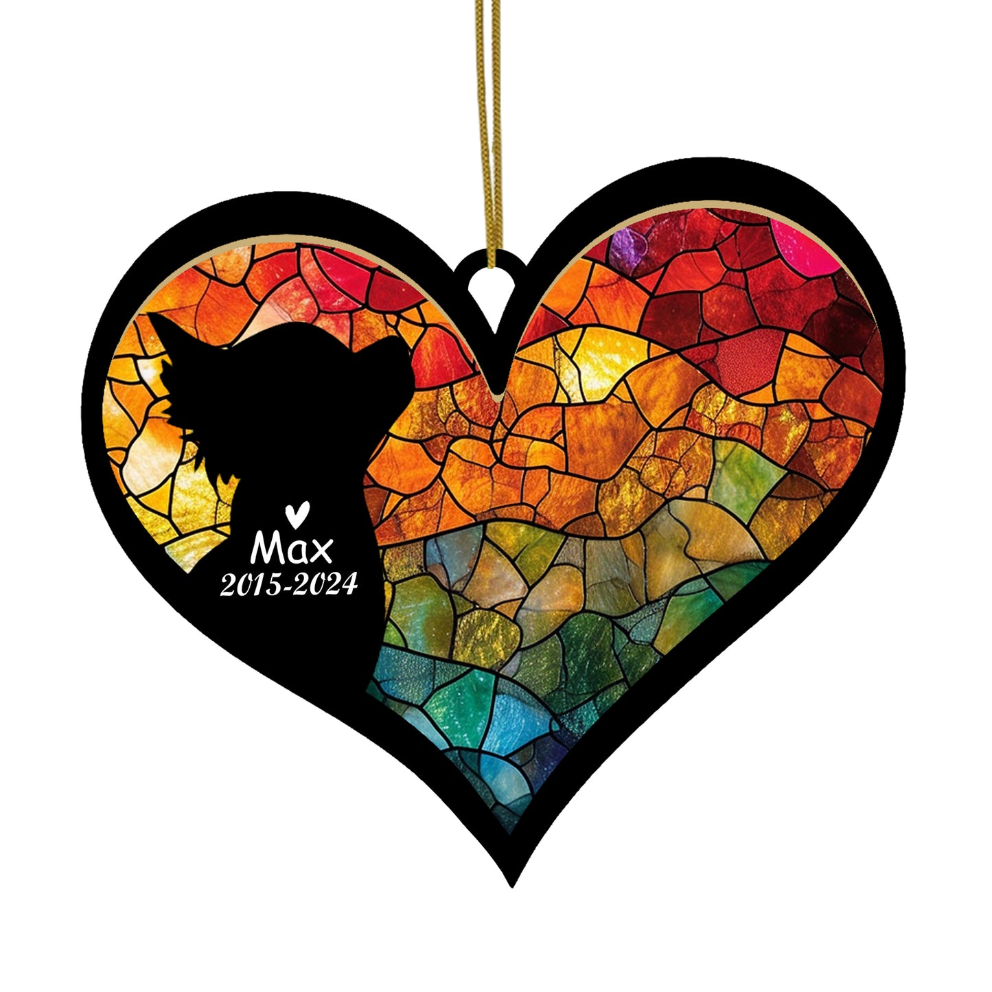 Netecom Personalized Chihuahua Memorial Suncatcher, Dog Ornament with Name Date, Pet Loss Sympathy Gift, Remembrance Keepsake, Bereavement Gift for Dog Lovers, Heart Suncatcher