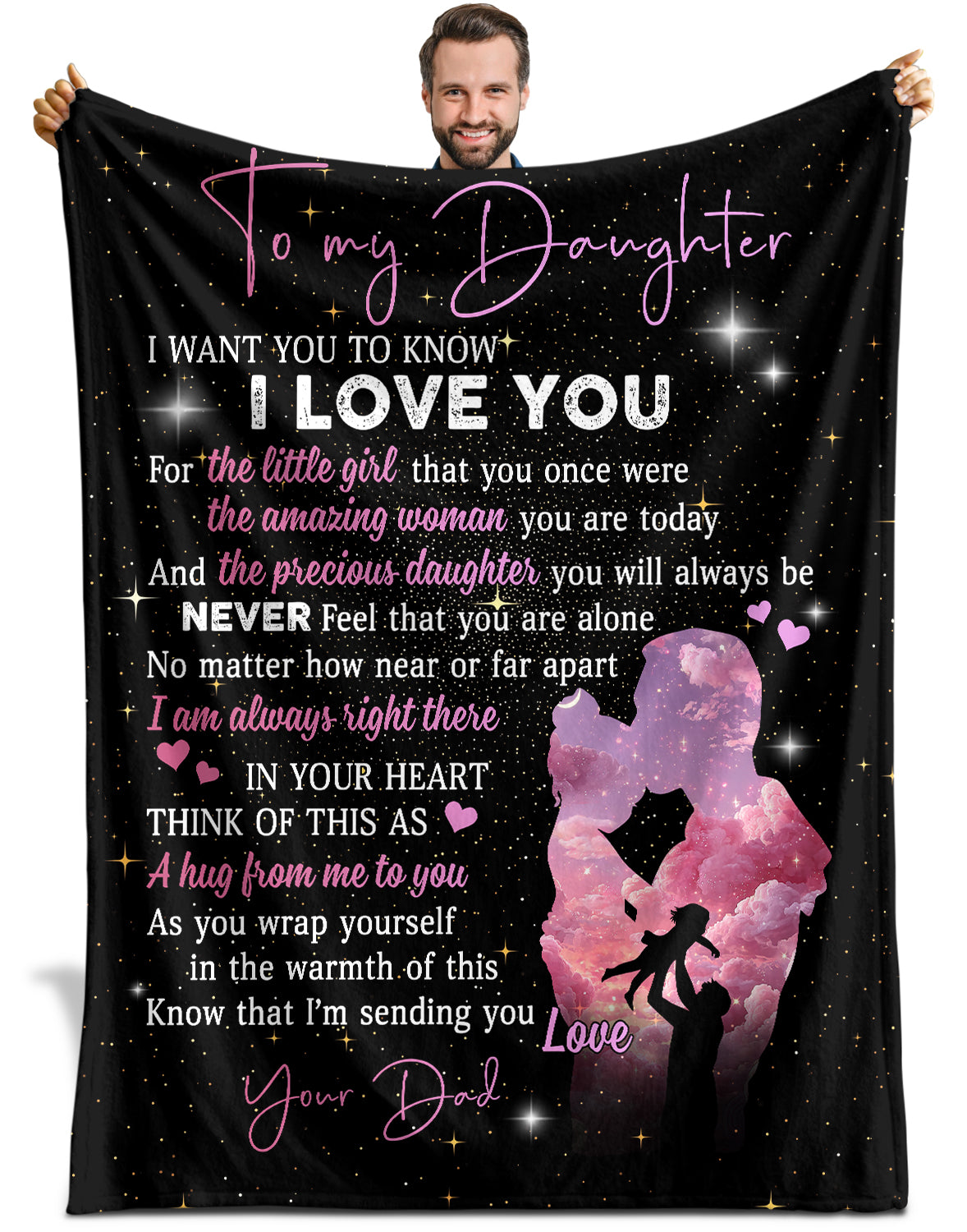 Netecom Personalized To My Daughter Blanket from Dad, I Love You Throw Blanket for Couch, Bed or Sofa, Ultra Soft Warm, Birthday Gift for Daughter, Present for Christmas, Graduation